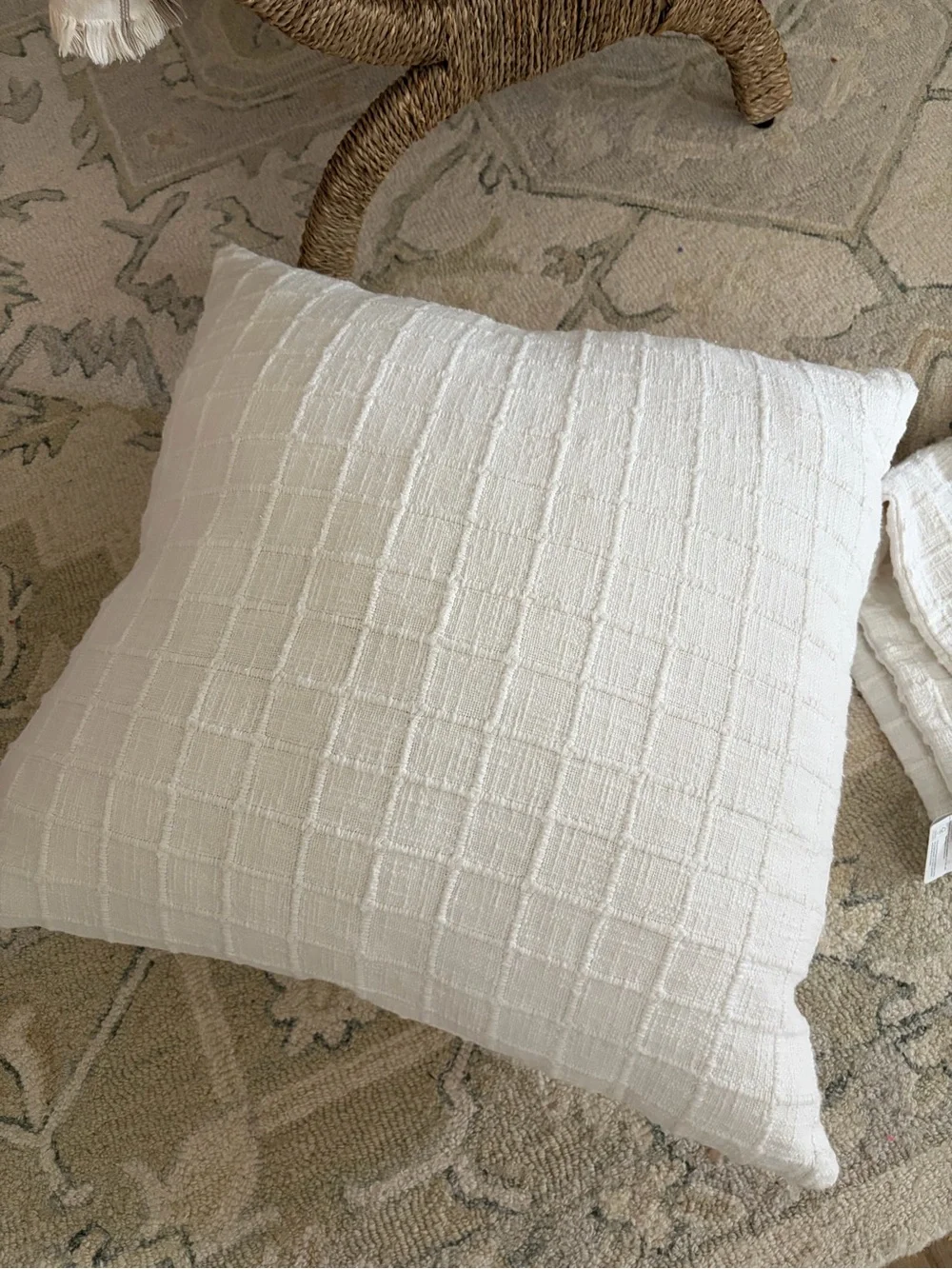 Pottery Barn White Windowpane Pillow Covers (2) NEW